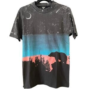 Vintage 90s Bear and Night Sky Double Sided AOP Single Stitch Shirt Adult Small